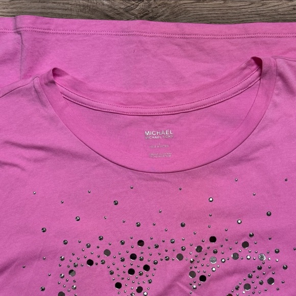 NWOT Michael Kors Pink Bling Crew Neck T-Shirt - Picture 5 of 5